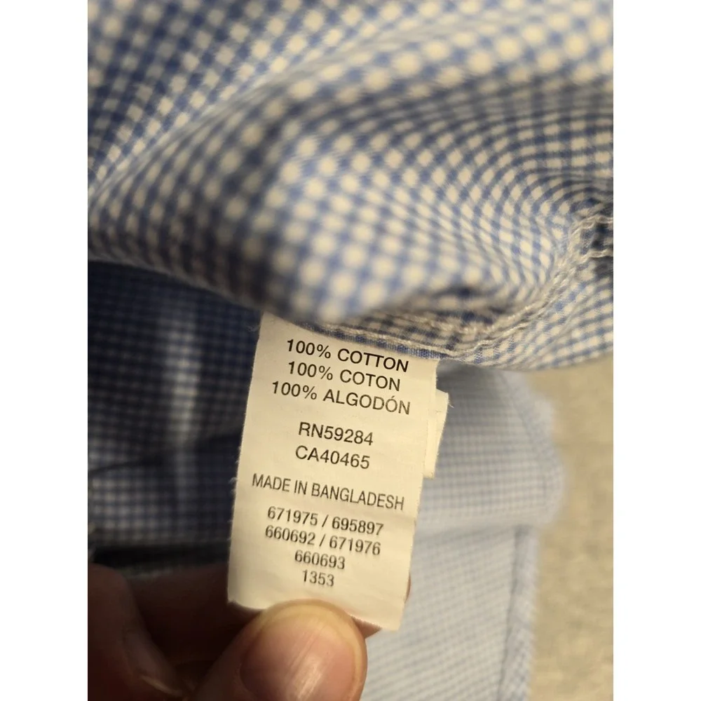 Boys Long Sleeve XL Gingham Check Pattern Preppy Button Dress Shirt.